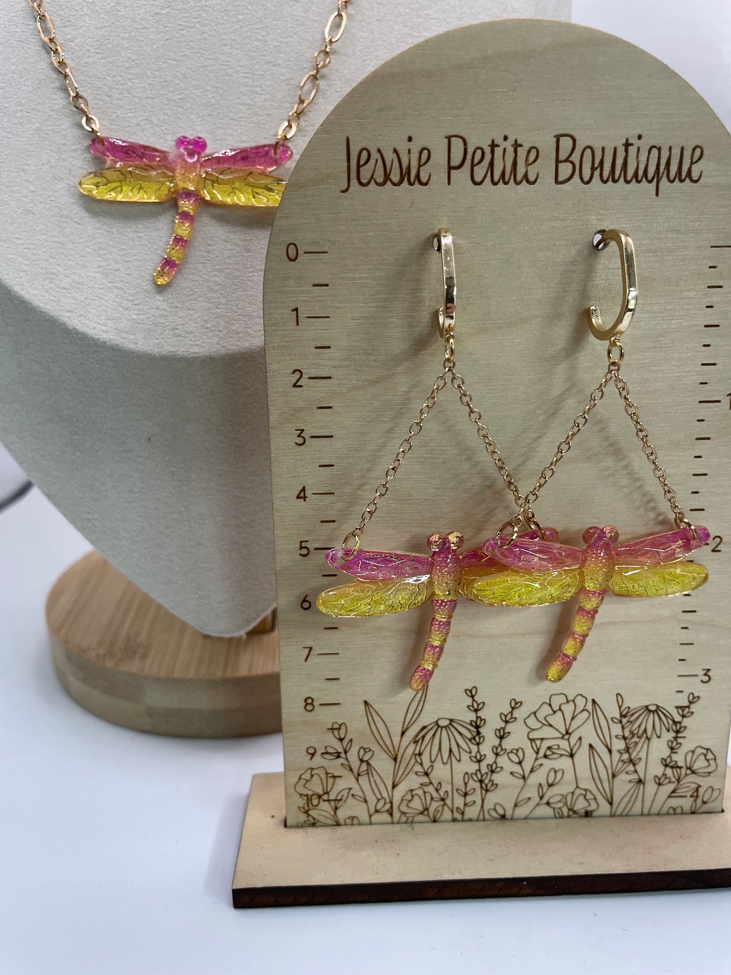 Ensemble Libellule en Rose et jaune- Edition limitée