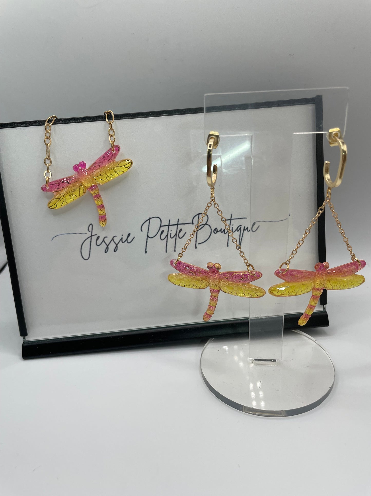 Ensemble Libellule en Rose et jaune- Edition limitée