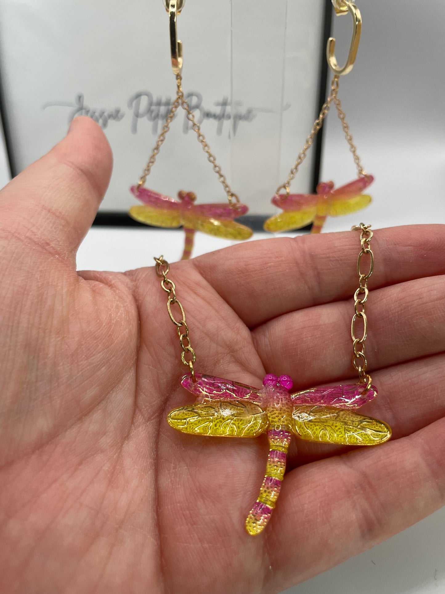 Ensemble Libellule en Rose et jaune- Edition limitée