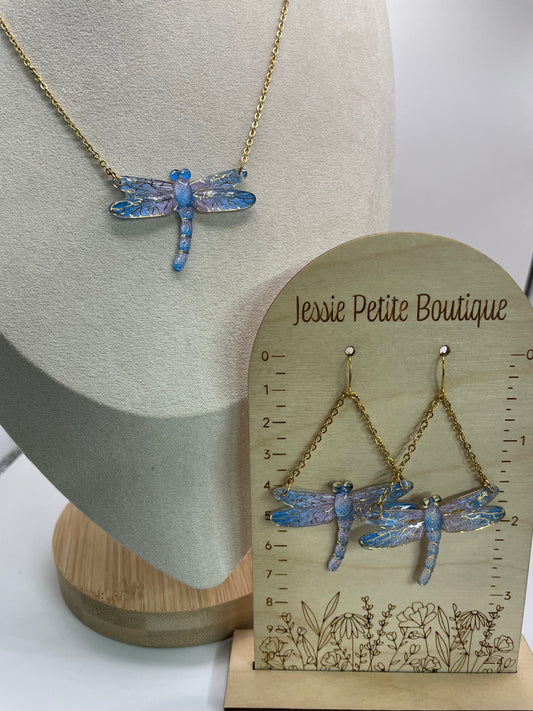 Limited Edition Dragonfly Jewelry Set – Blue Glow