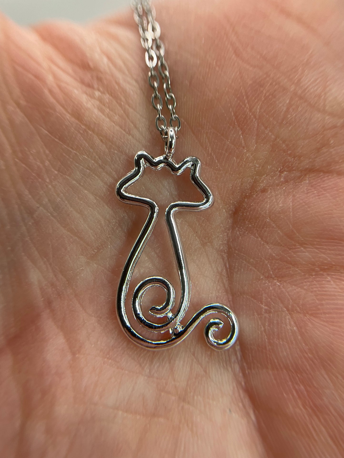 Collier minimaliste de chat argente