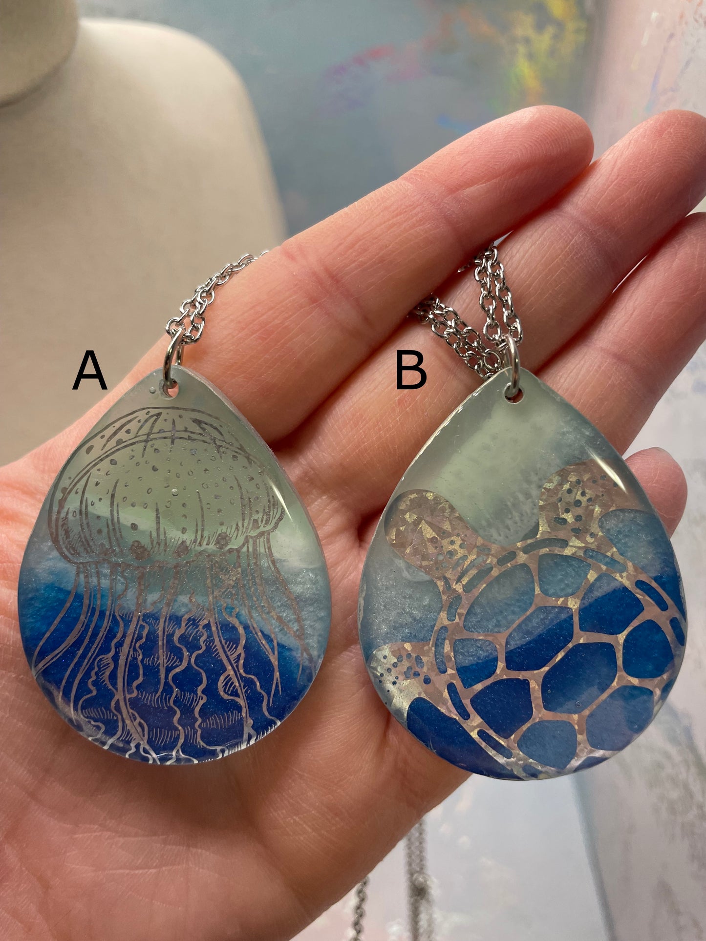 Collier goutte marine