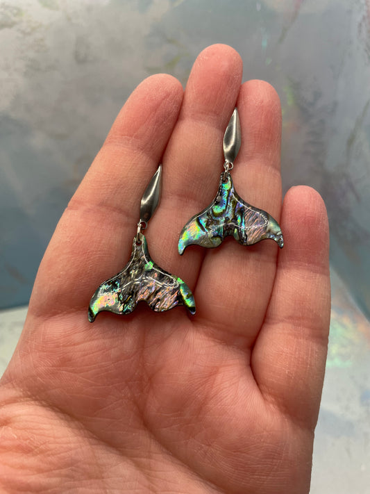 Iridescent Whale Tail Acrylic Earrings
