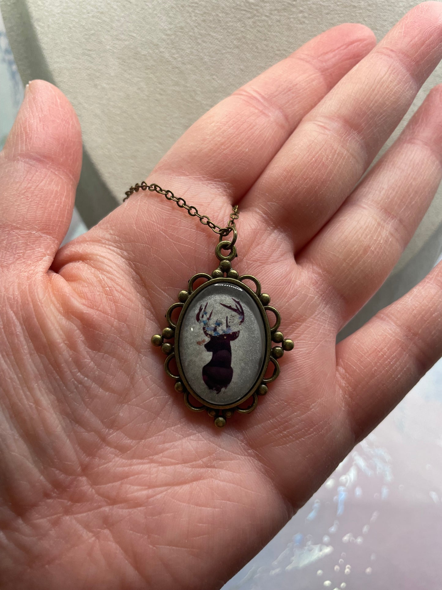 Collier Cabochon Bronze Chevreuil