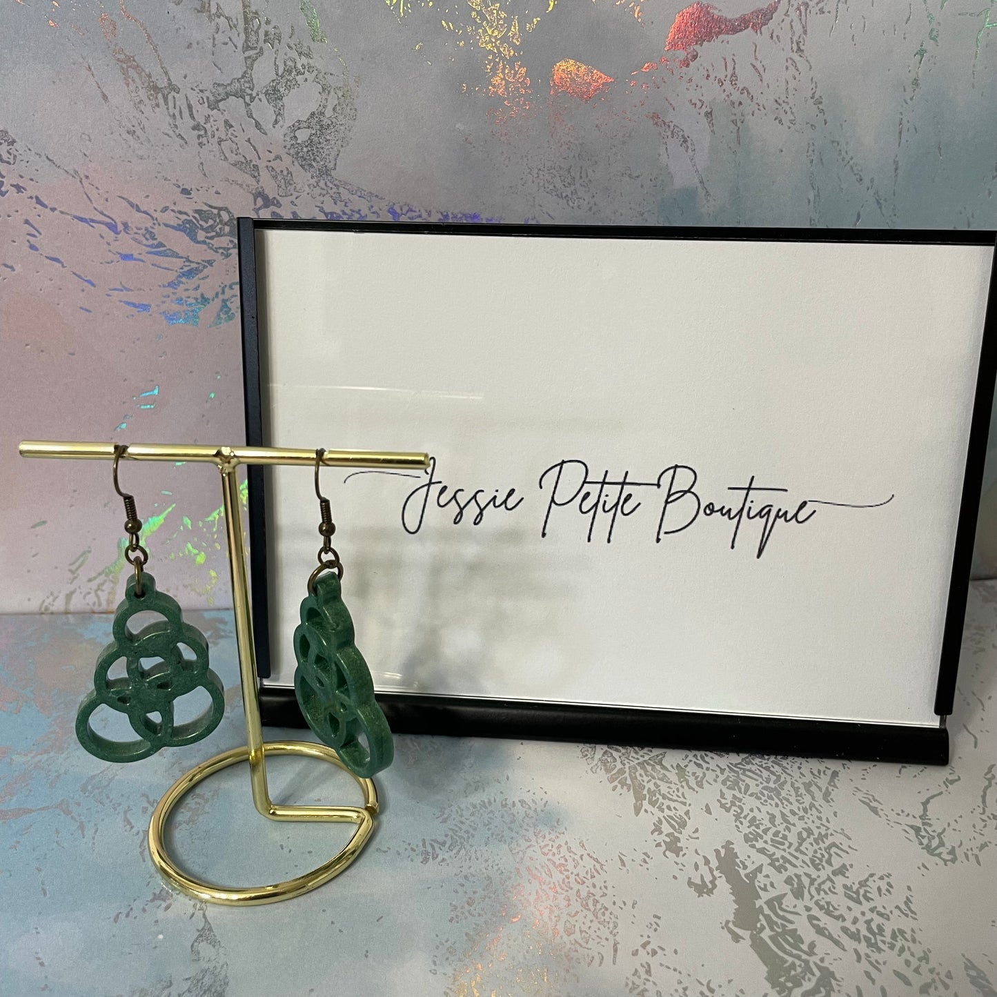 Boucles d'oreilles cercles verts en résine