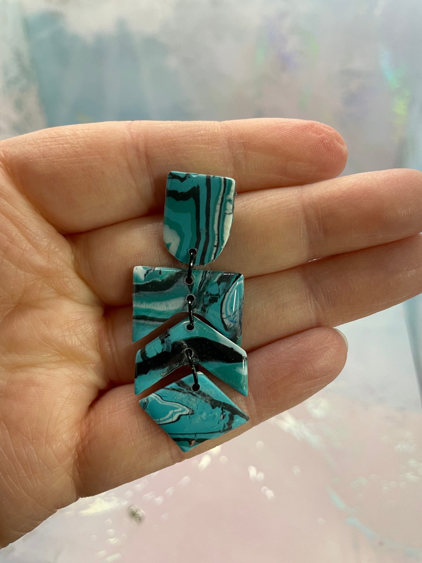 Elizabeth : Teal Marble Earrings