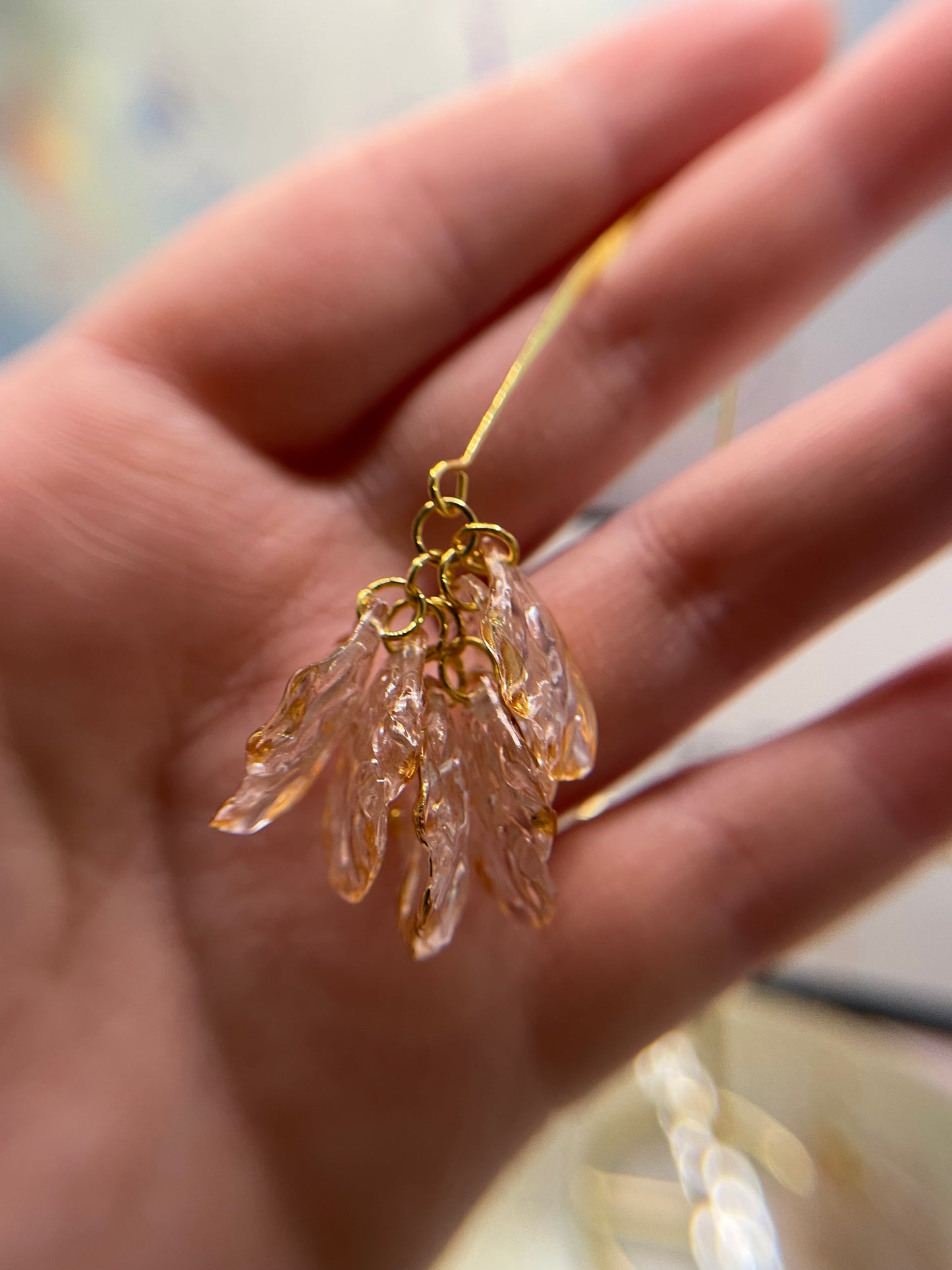 Clear & Gold Flower Petal Earrings