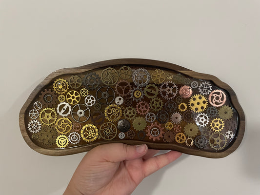 Long Wooden Steampunk Tray