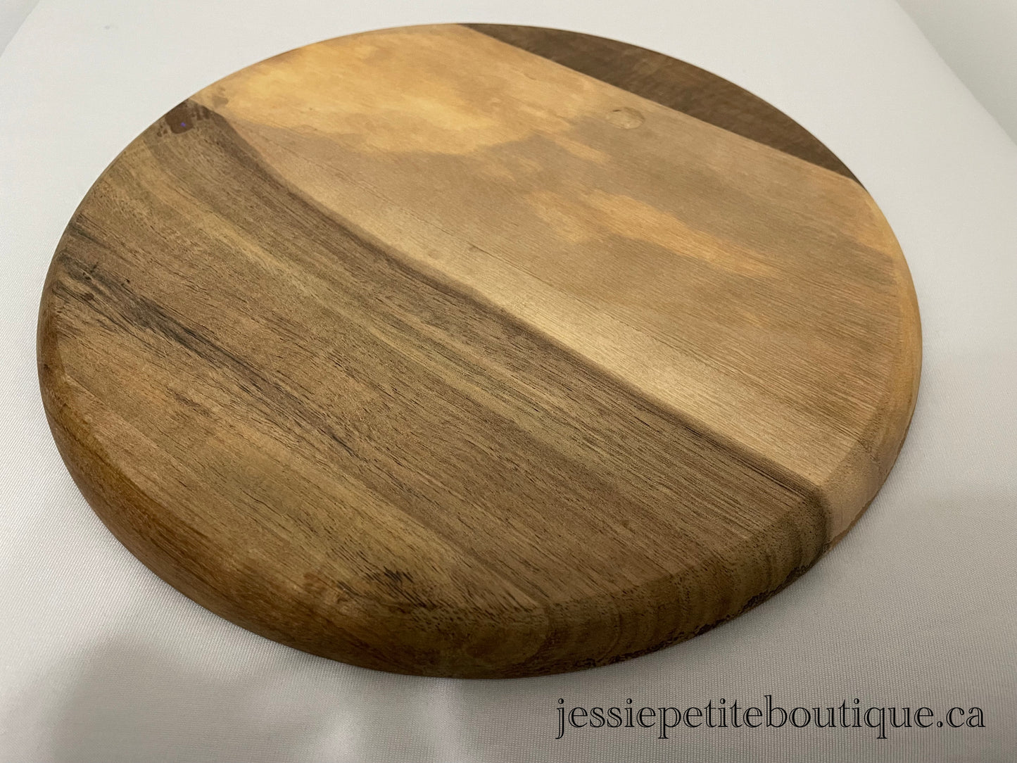 Round Wooden Tray with Real Dried Flowers
