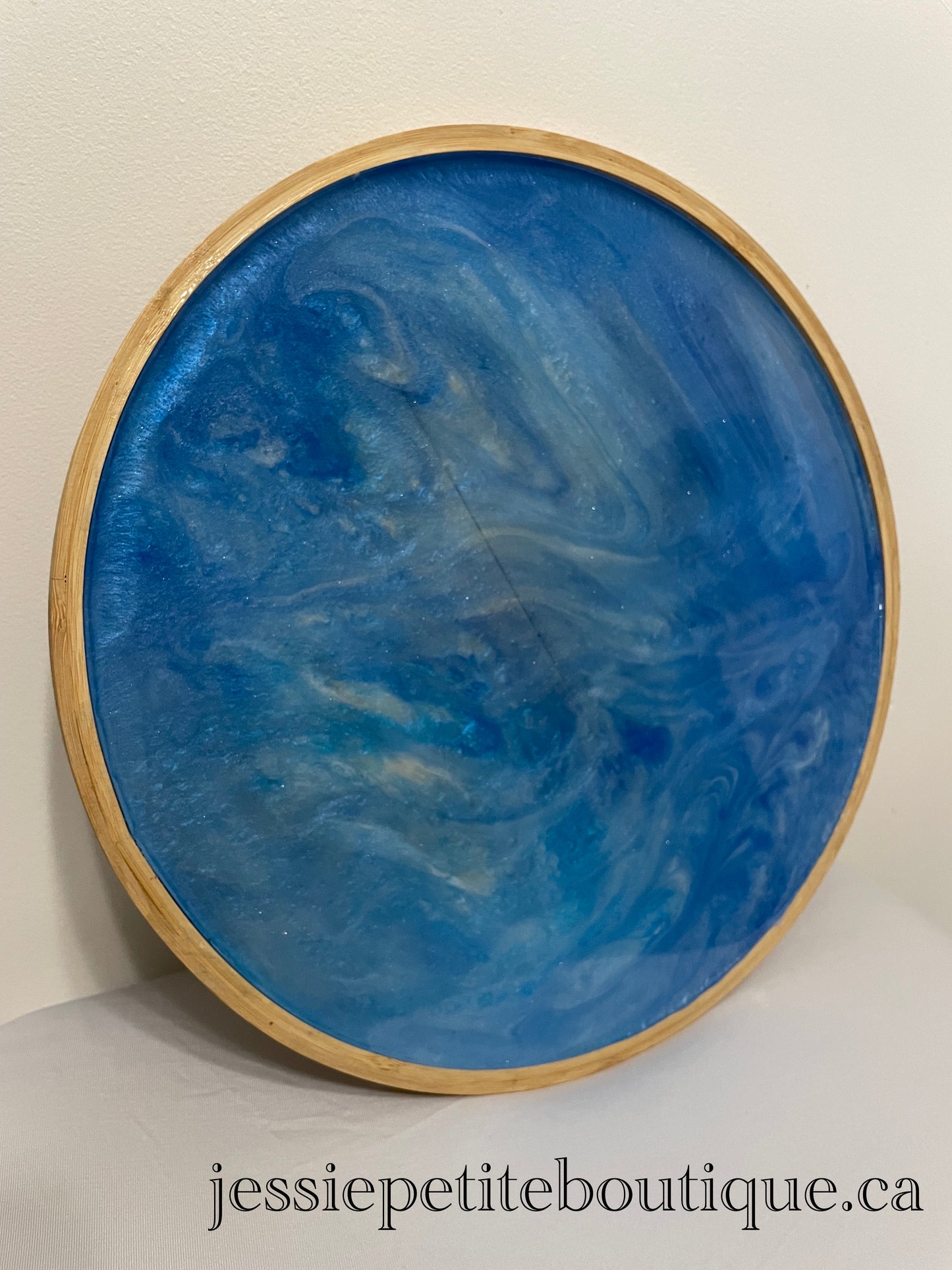 Ocean Blue Swirl Wooden Lazy Susan