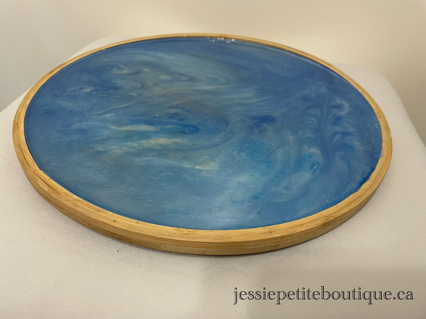 Ocean Blue Swirl Wooden Lazy Susan