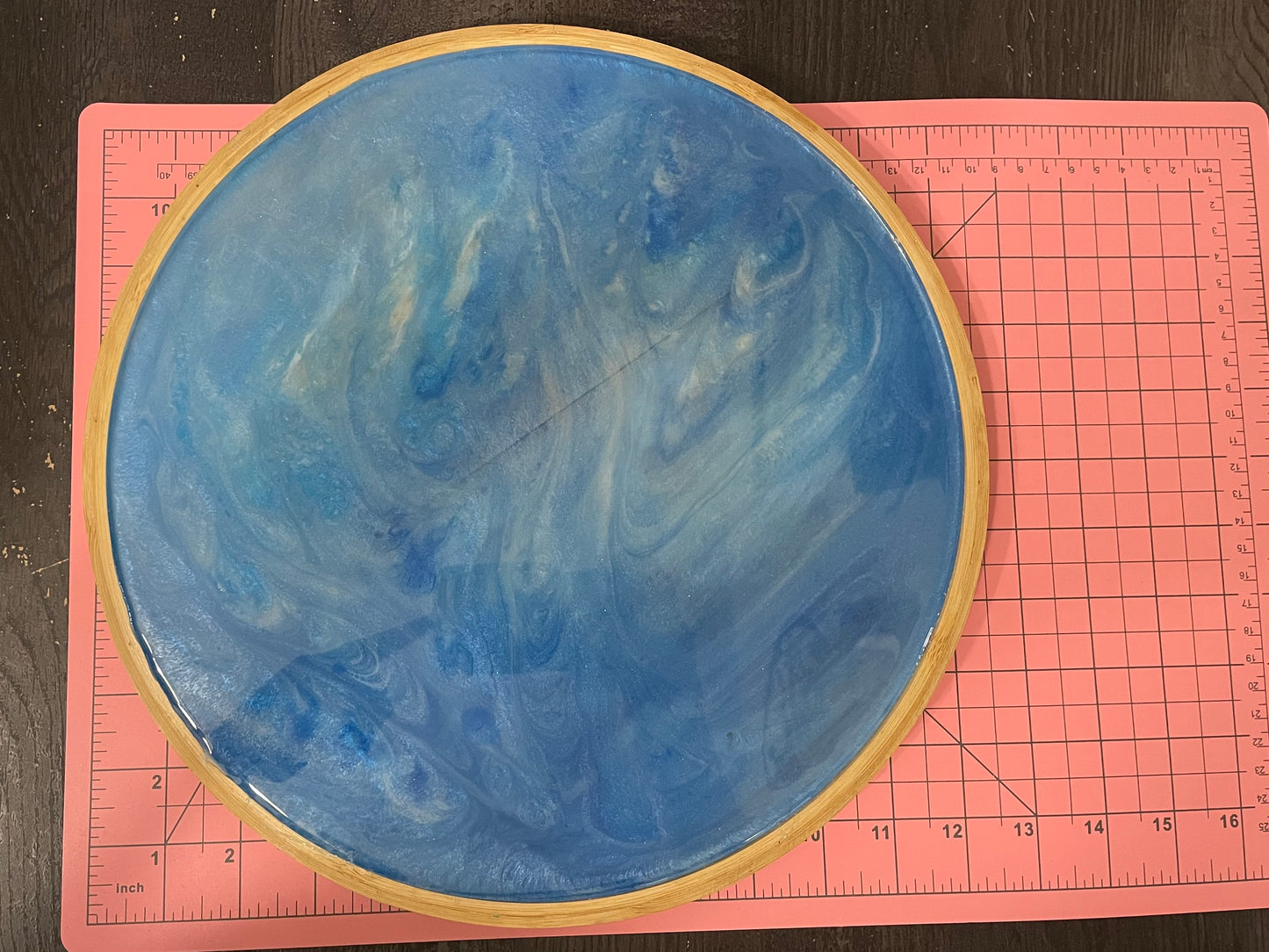 Ocean Blue Swirl Wooden Lazy Susan