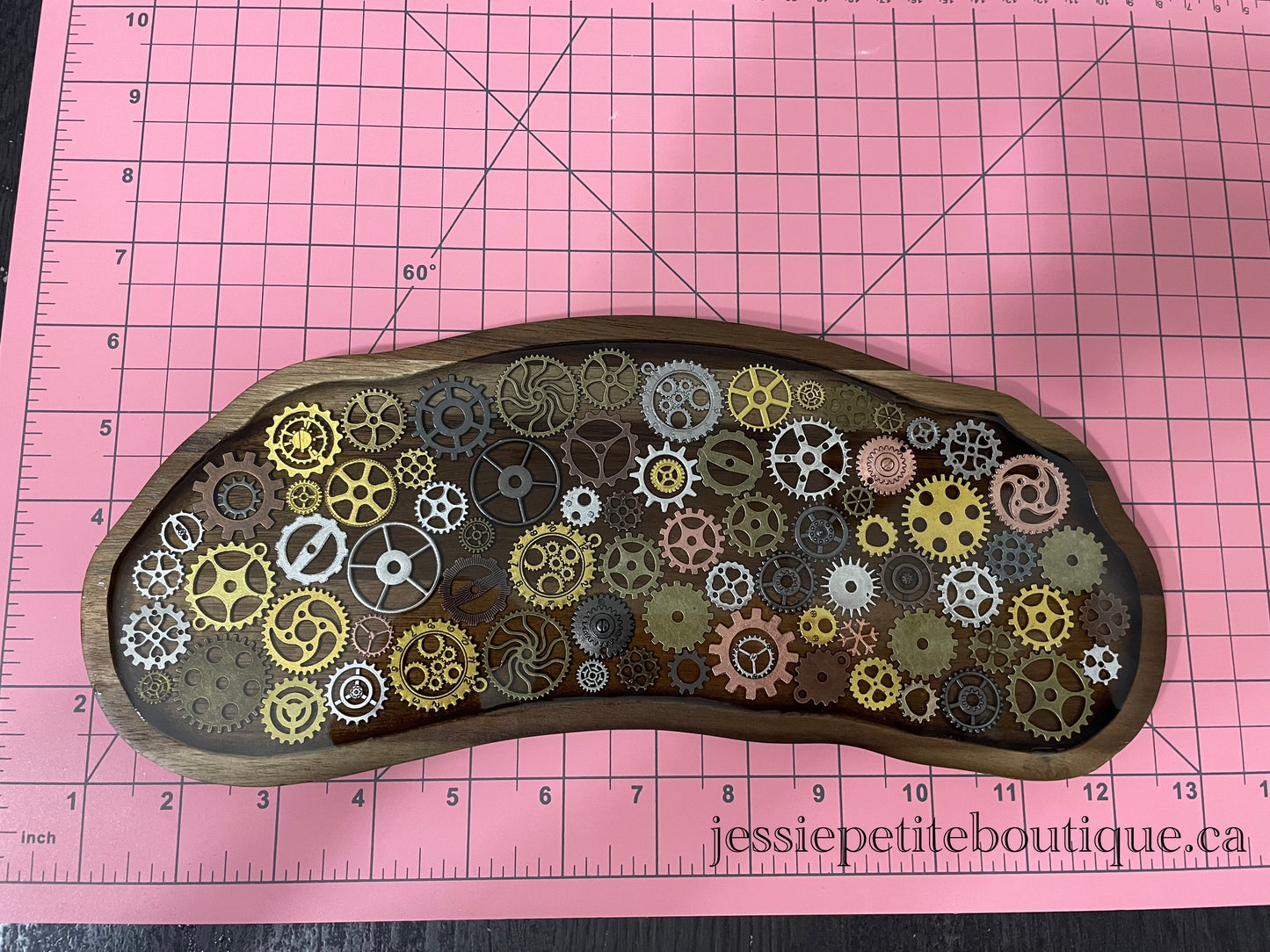 Long Wooden Steampunk Tray