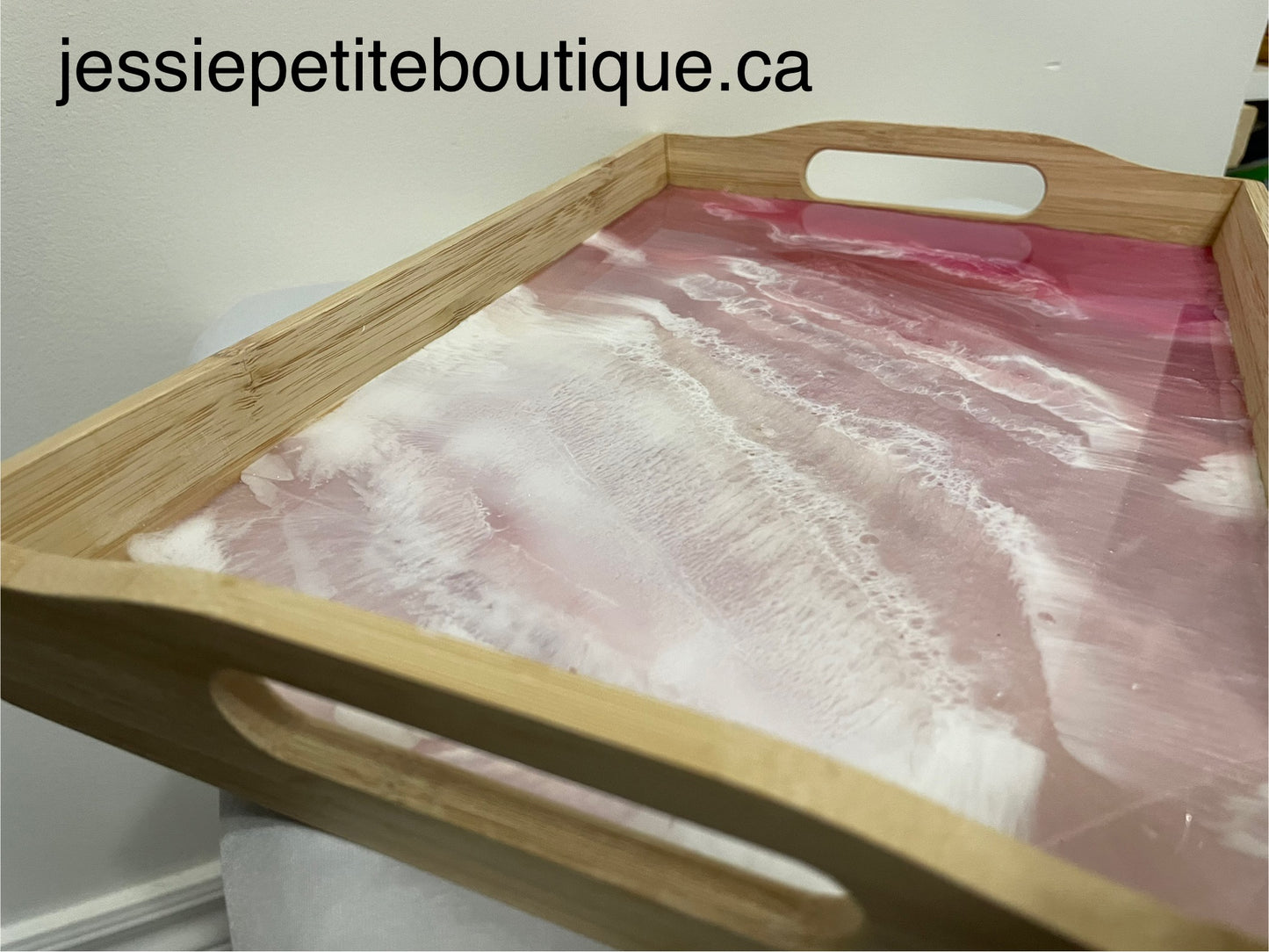 pink ocean-inspired serving tray