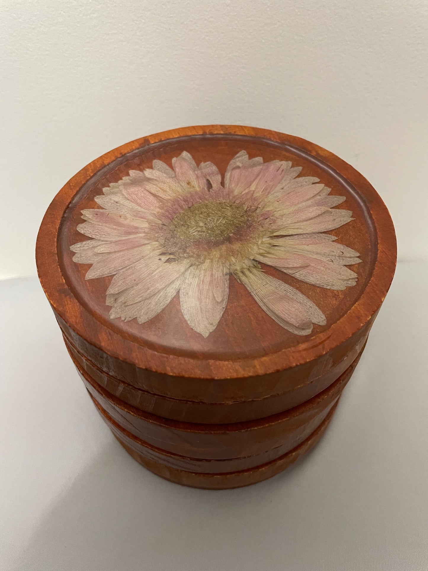Real Flower Resin & Wood Coaster Set (7 pcs)