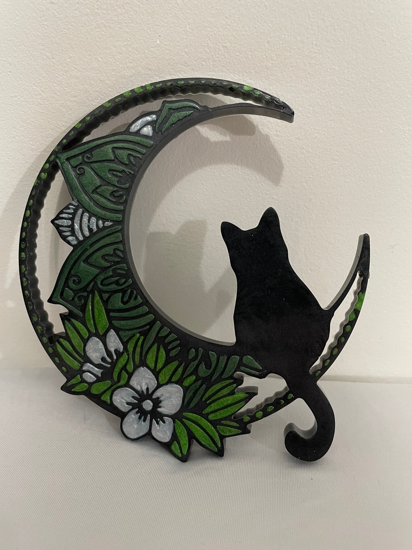 Cat on Floral Moon :Wall Art
