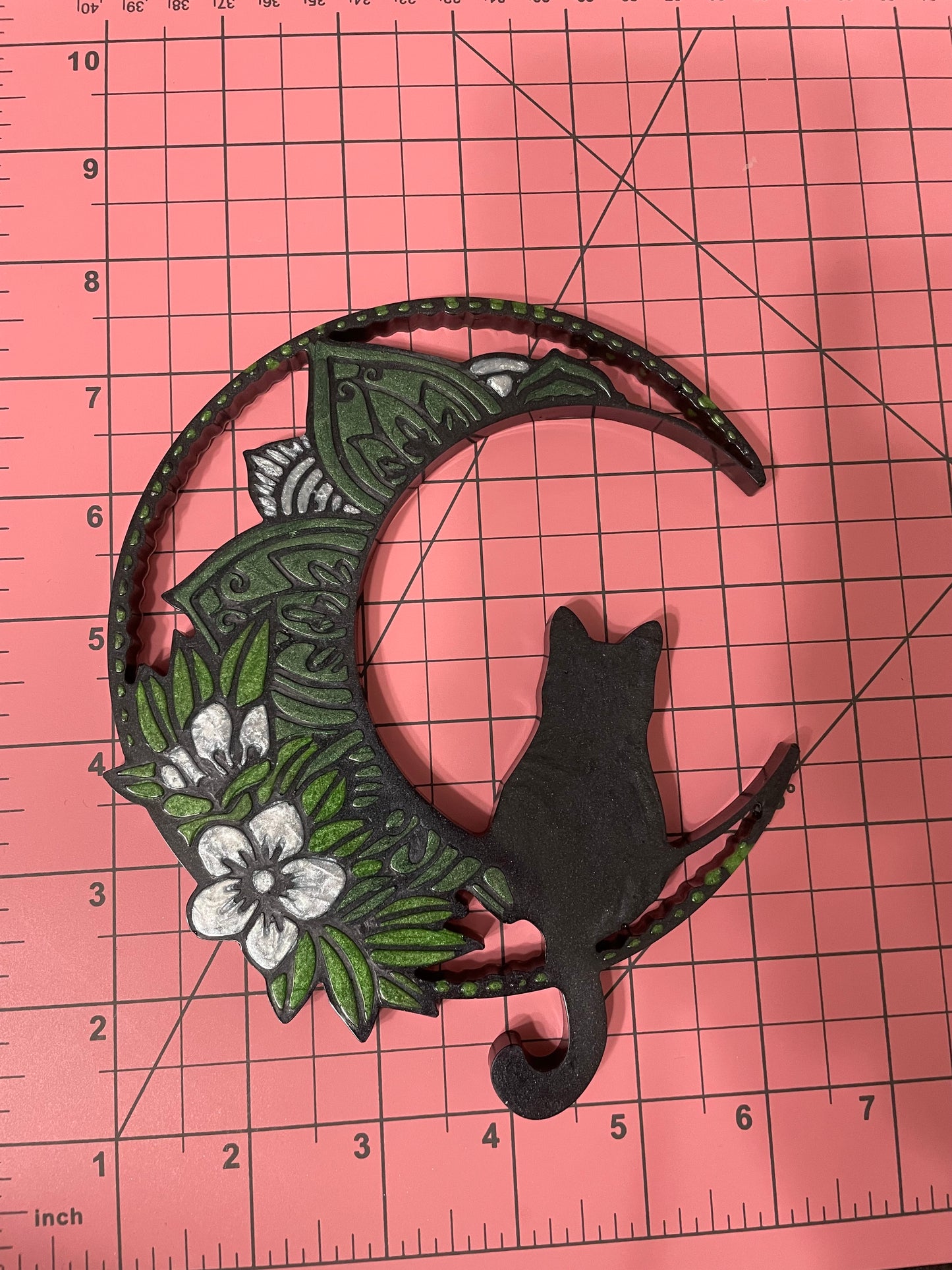 Cat on Floral Moon :Wall Art