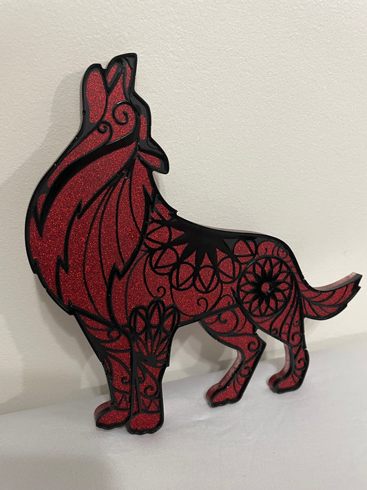 Sparkling Resin Wolf Wall Decoration