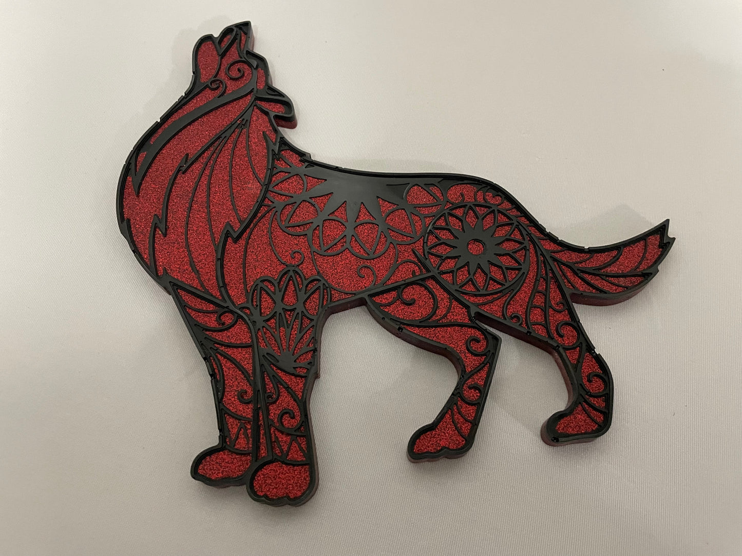 Sparkling Resin Wolf Wall Decoration