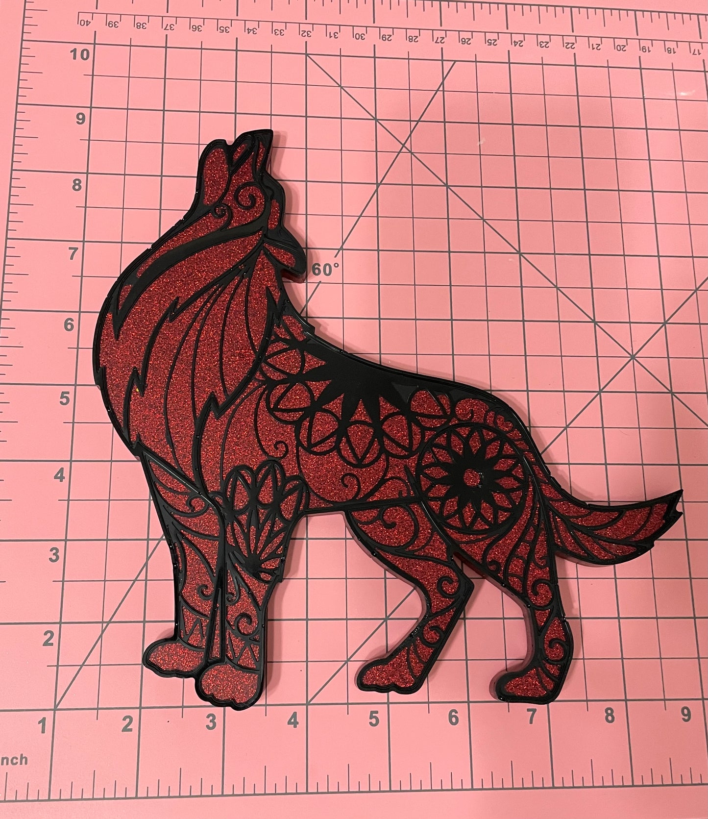 Sparkling Resin Wolf Wall Decoration