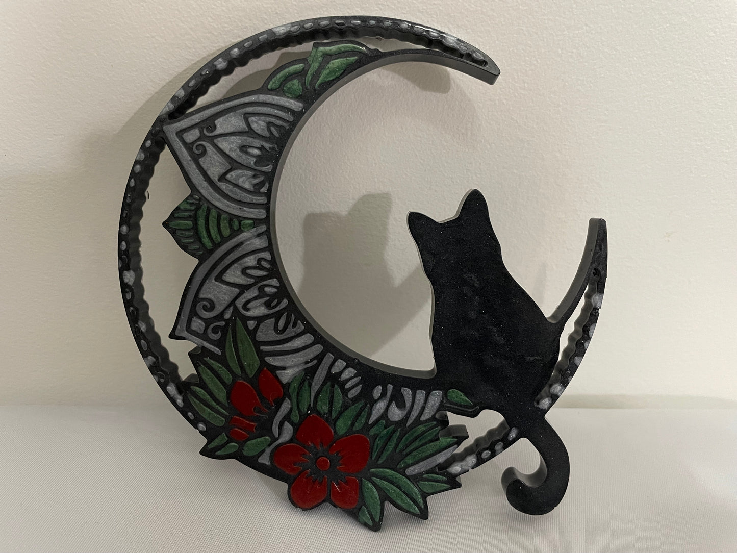 Cat on Floral Moon :Wall Art
