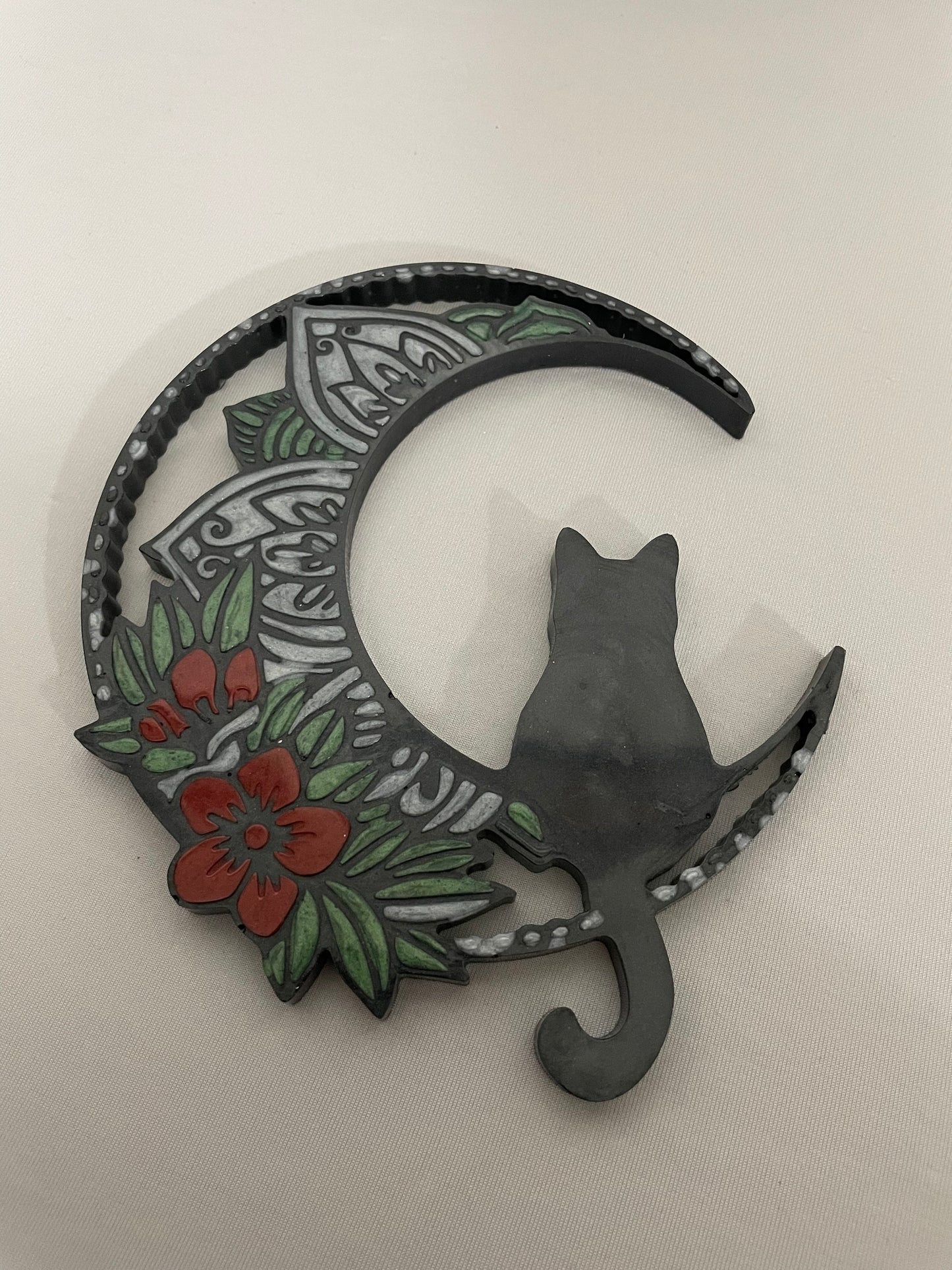 Cat on Floral Moon :Wall Art