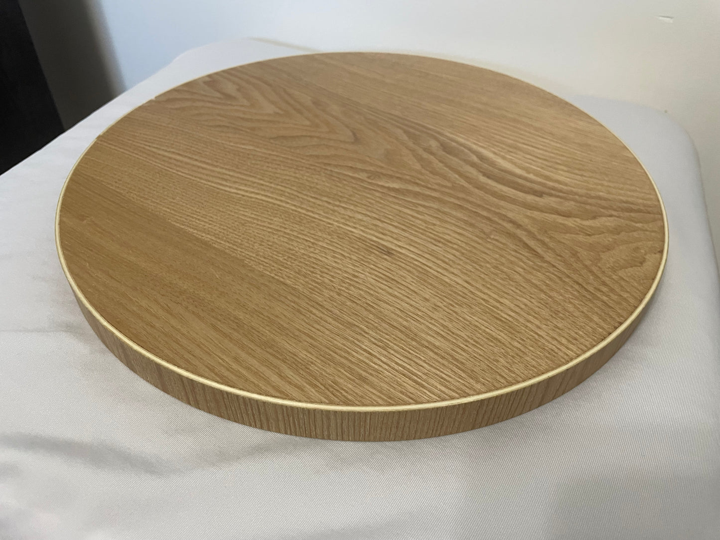 Pink Ocean-Round Wood and Resin Tray  – Unique Handmade Art Piece