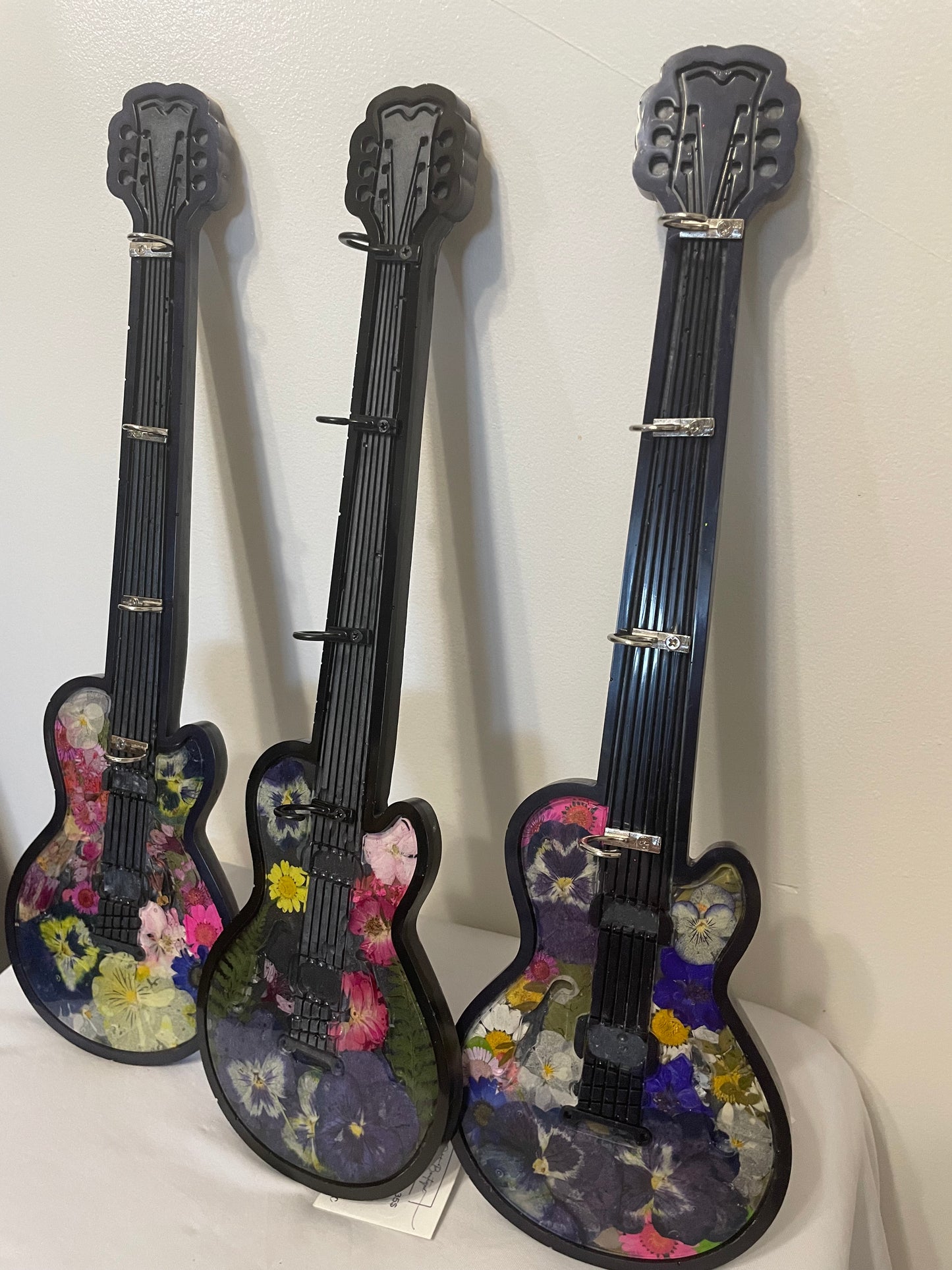 Handcrafted Resin Guitar Wall Hook – with Real Dried Flowers
