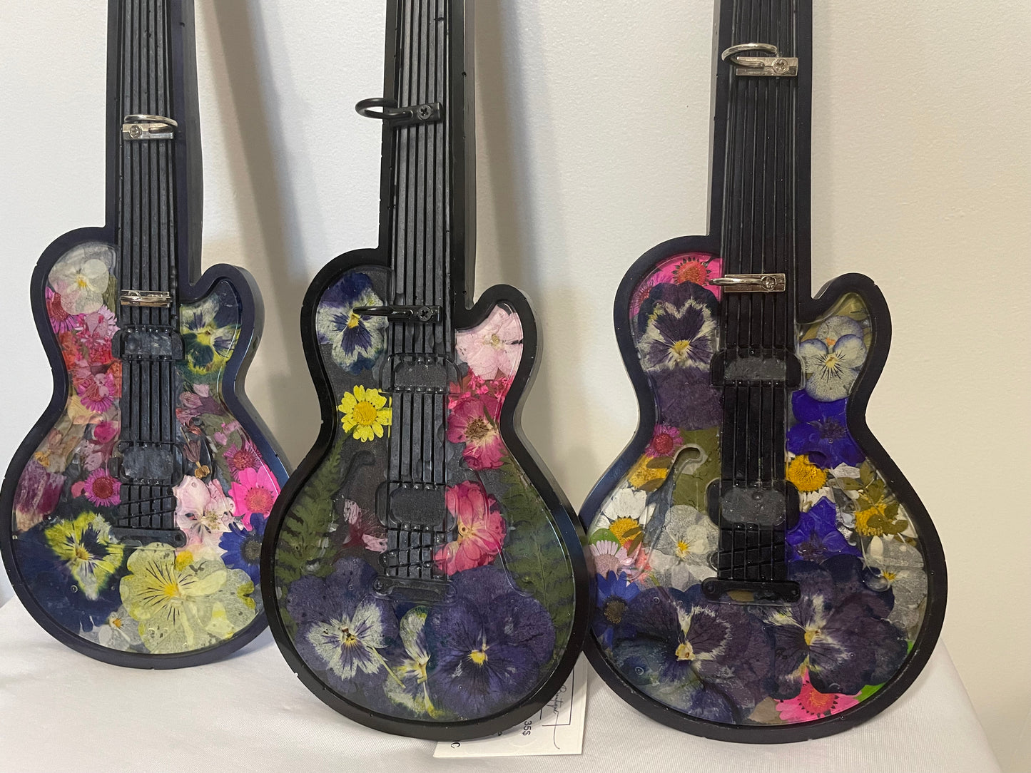 Handcrafted Resin Guitar Wall Hook – with Real Dried Flowers