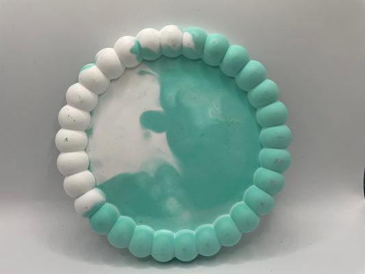 Round Eco-Resin Tray with Bubble Edge – Handmade Minimalist Decor