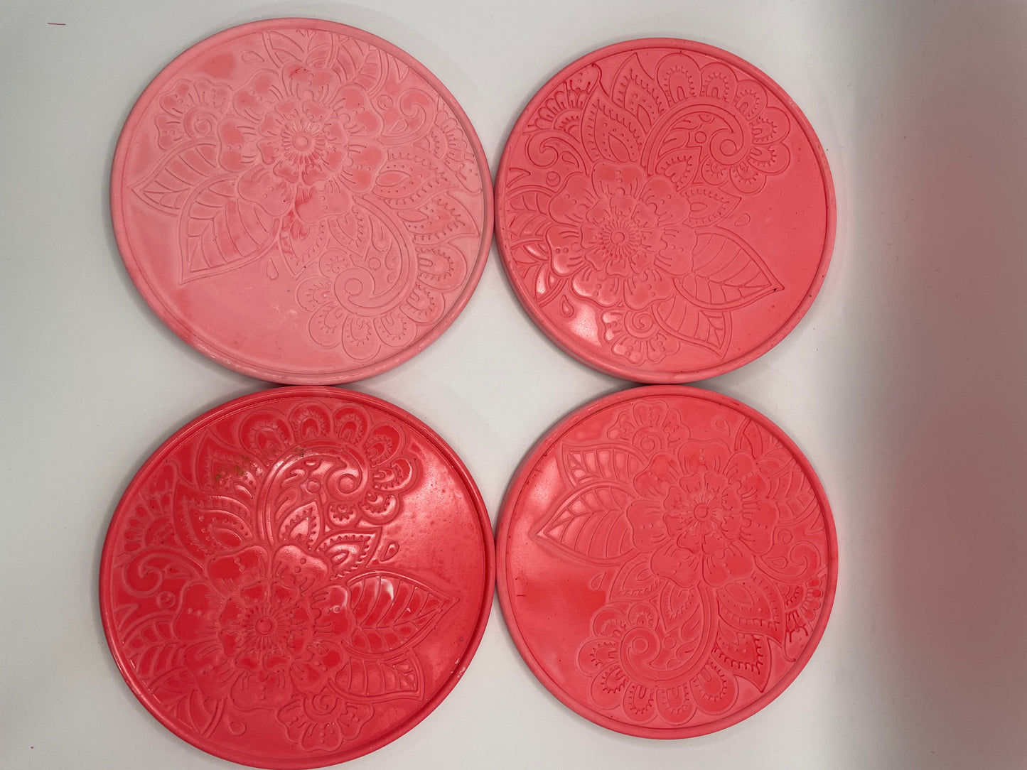 Set of 4 Pink Floral Eco-Resin Coasters