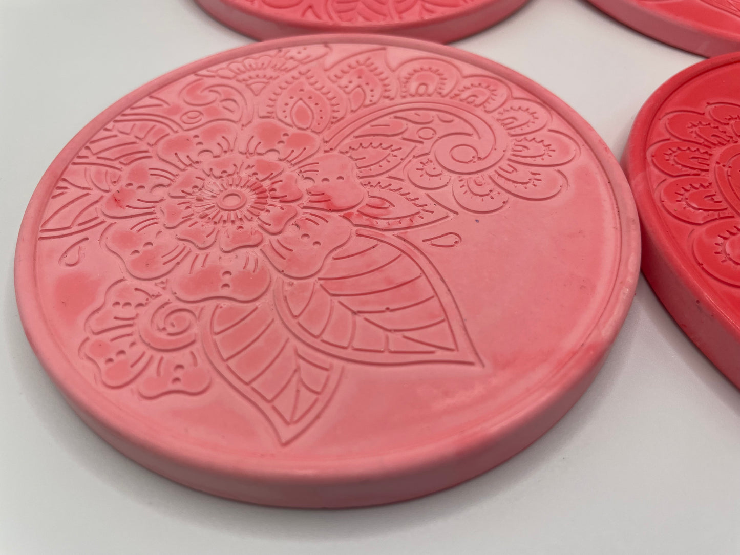 Set of 4 Pink Floral Eco-Resin Coasters