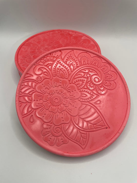Set of 4 Pink Floral Eco-Resin Coasters