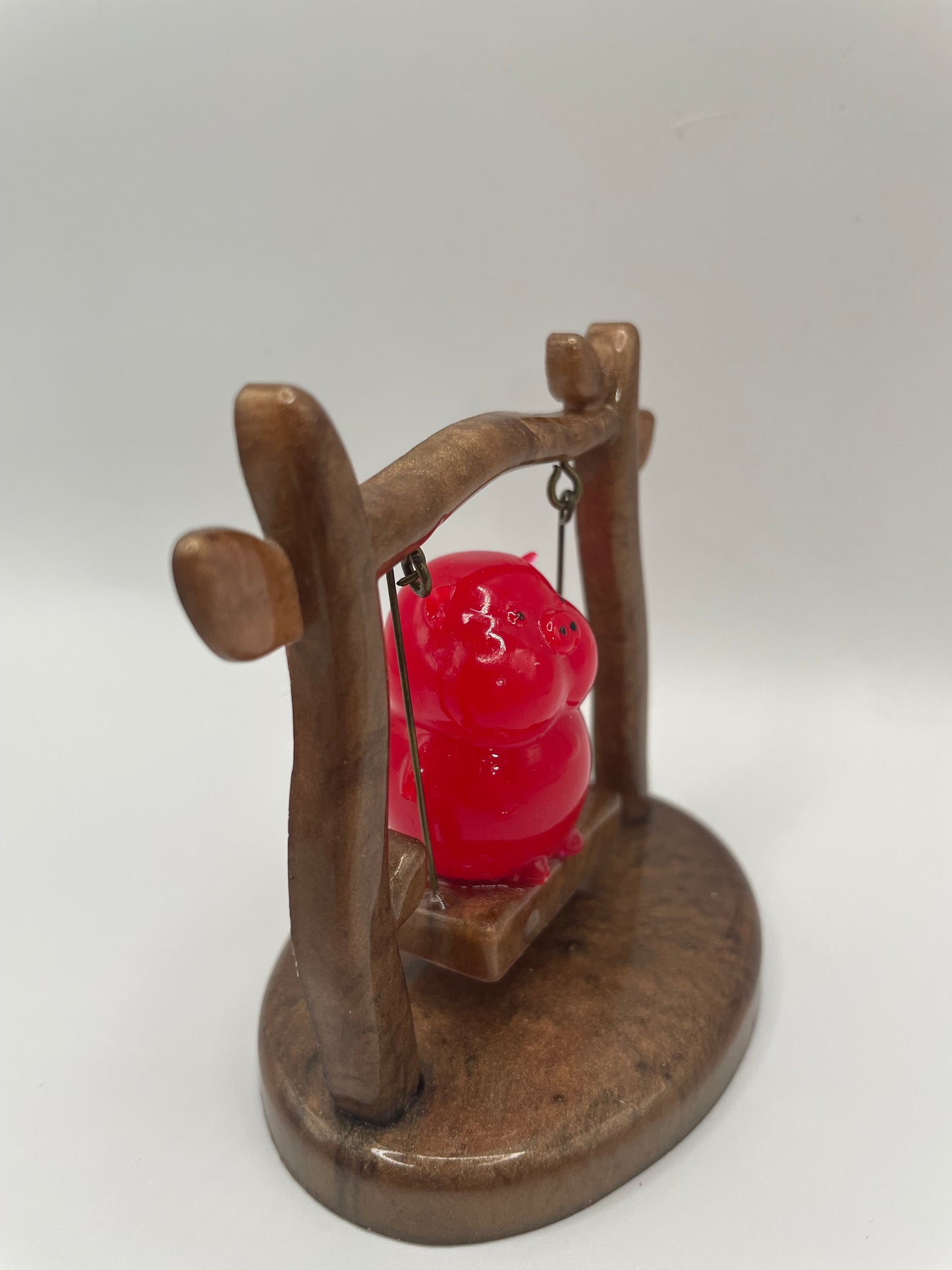 Pig on a Swing – Handmade Resin Figurine