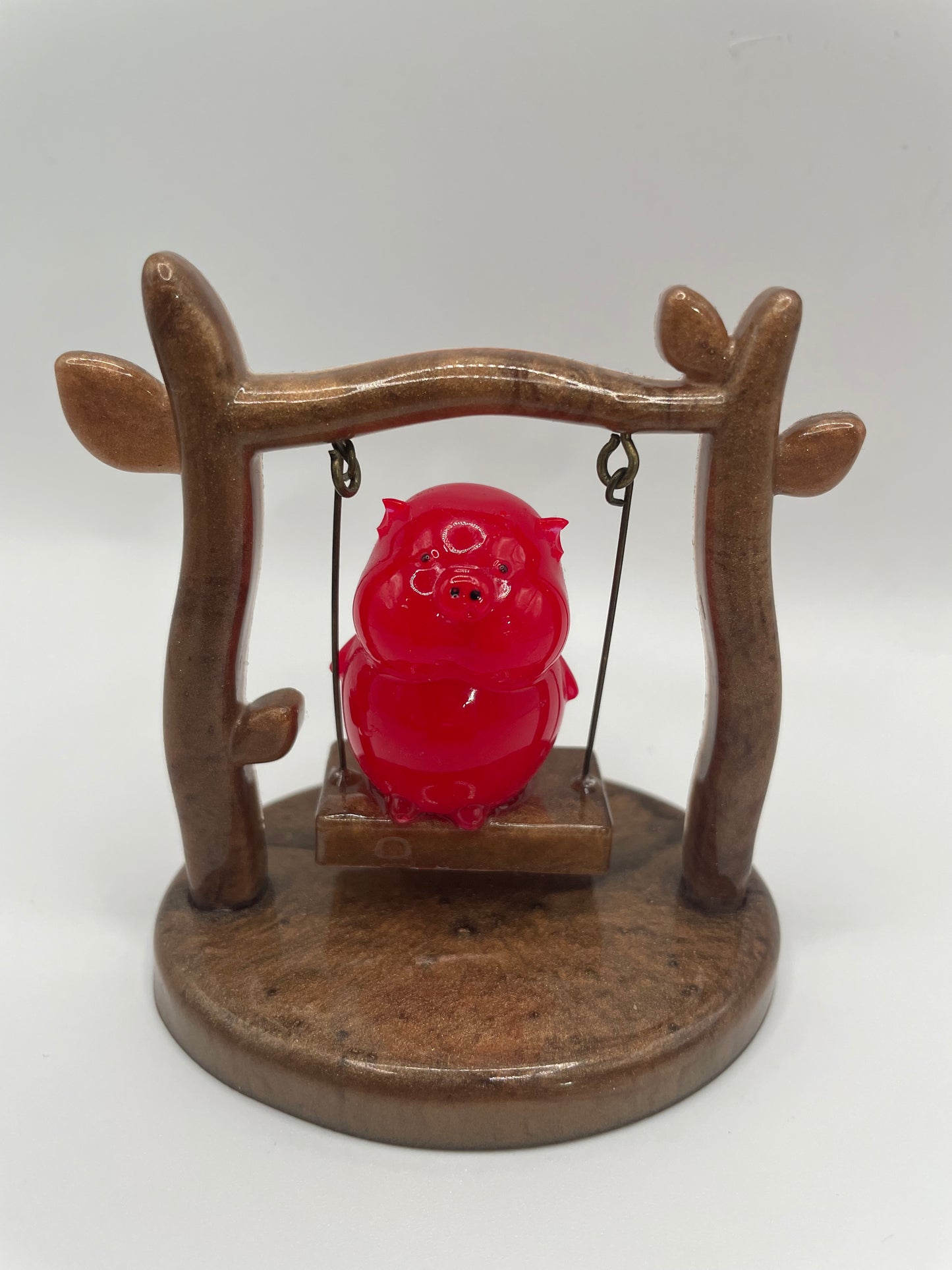 Pig on a Swing – Handmade Resin Figurine