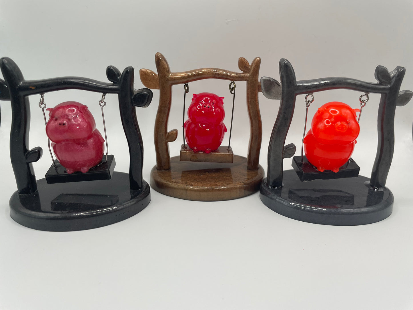 Pig on a Swing – Handmade Resin Figurine