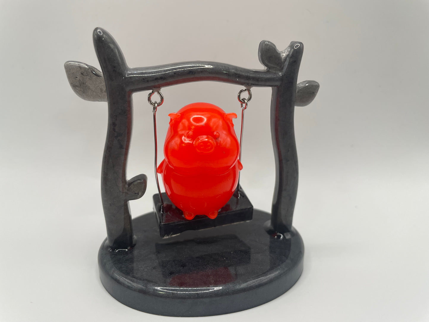 Pig on a Swing – Handmade Resin Figurine
