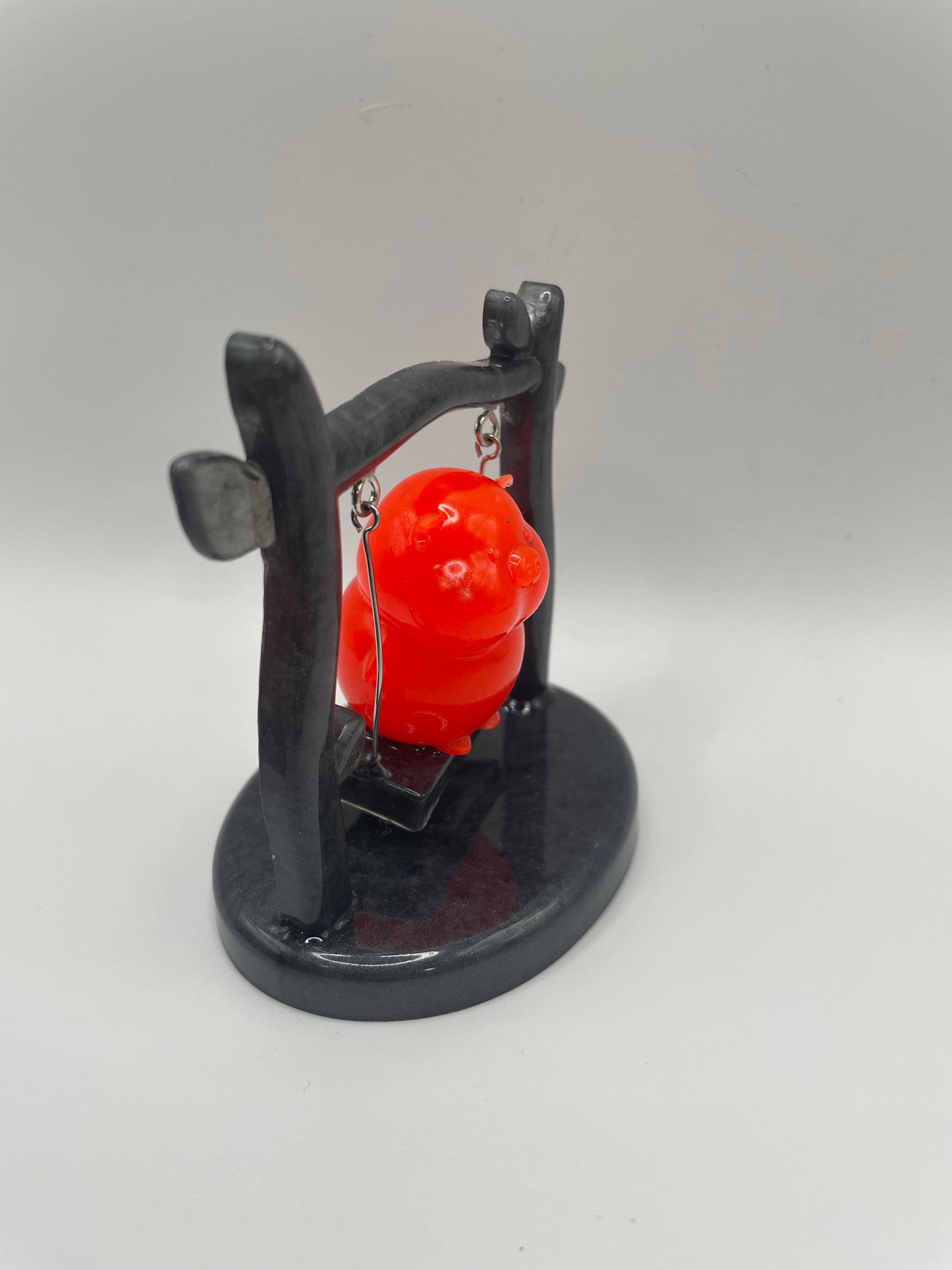 Pig on a Swing – Handmade Resin Figurine