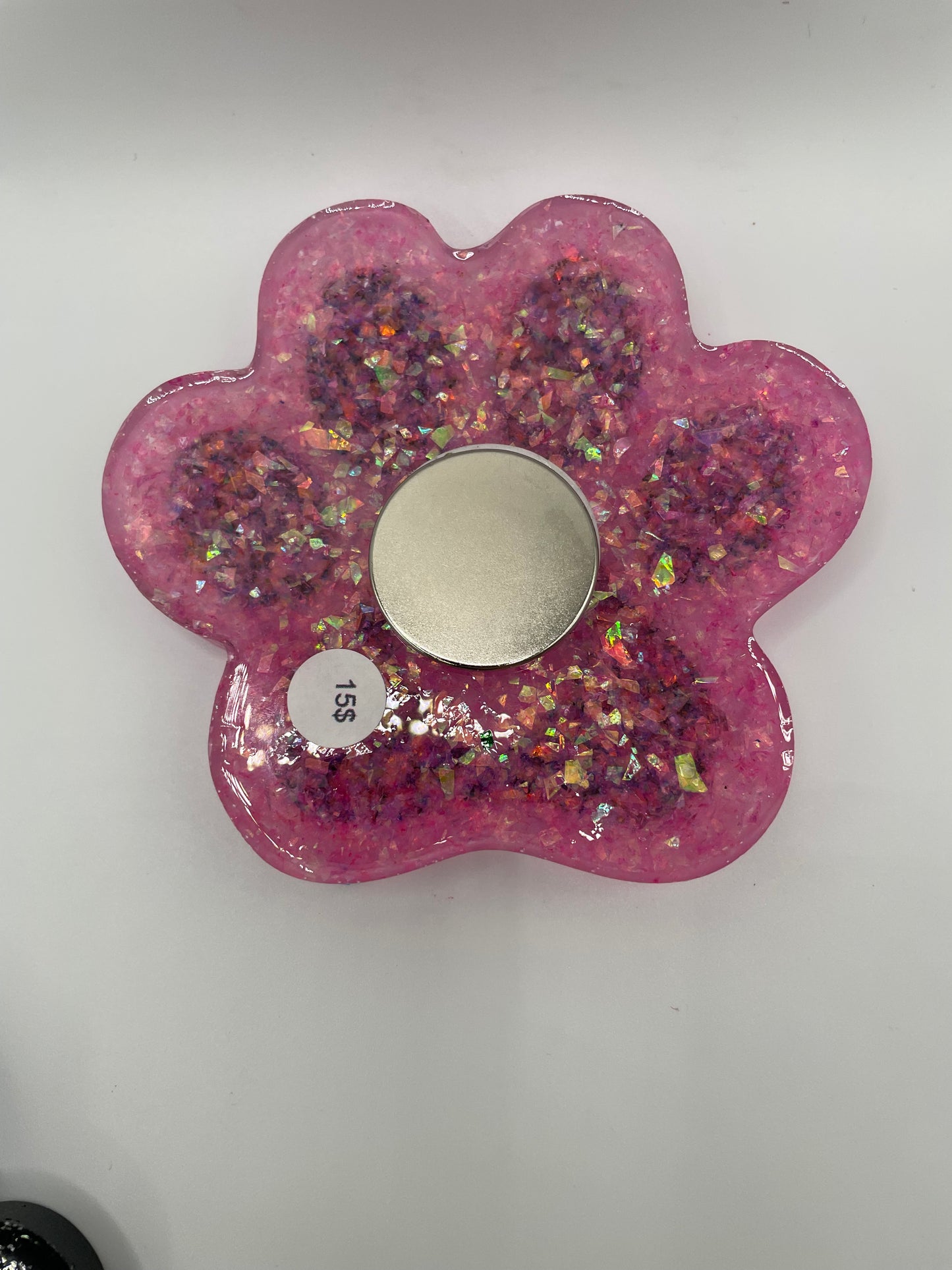 Paw Print Magnets – Sparkly Resin with Heart Design