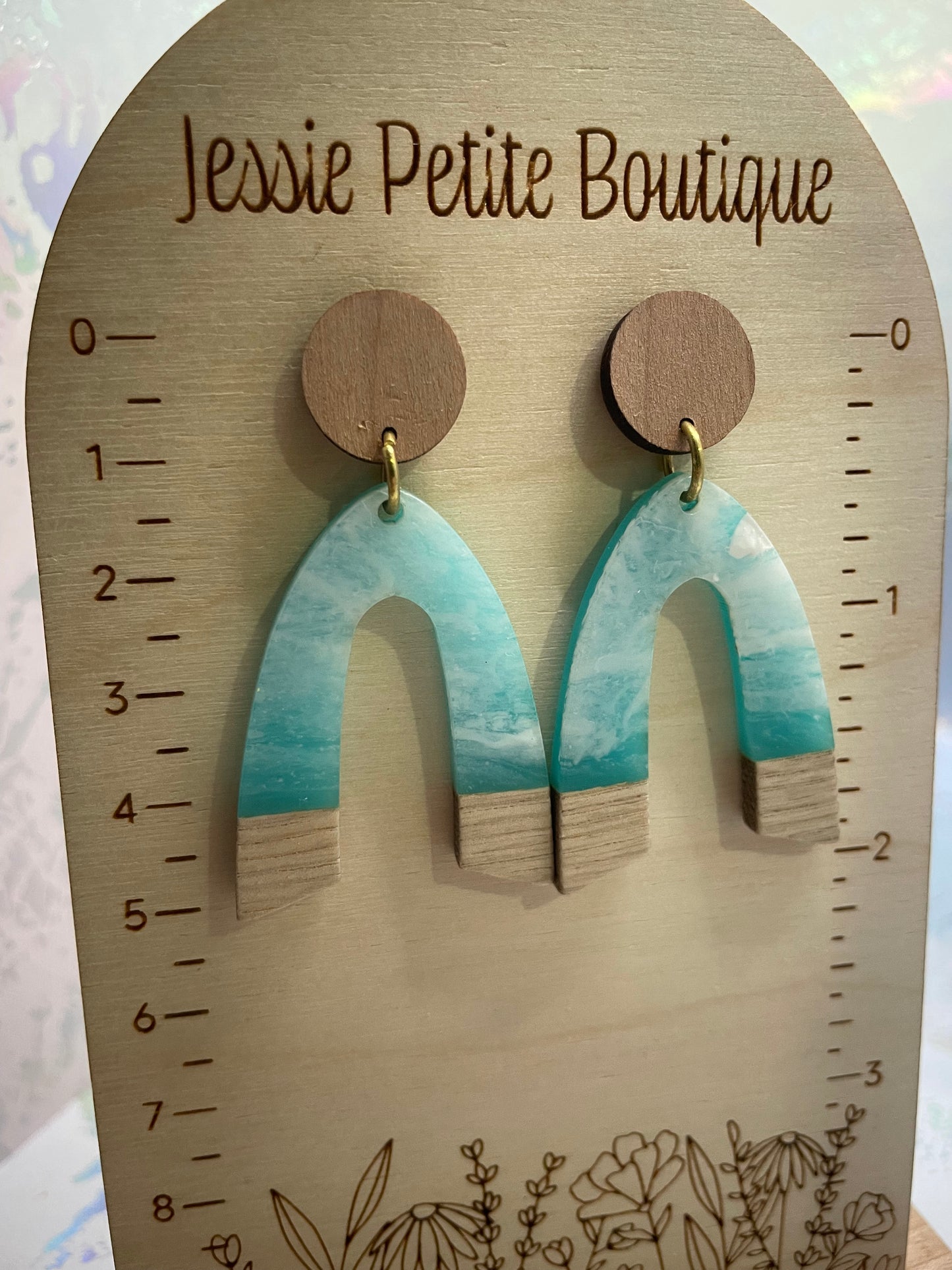 Ocean Acrylic+Wood Stud Earrings - Stainless Steel