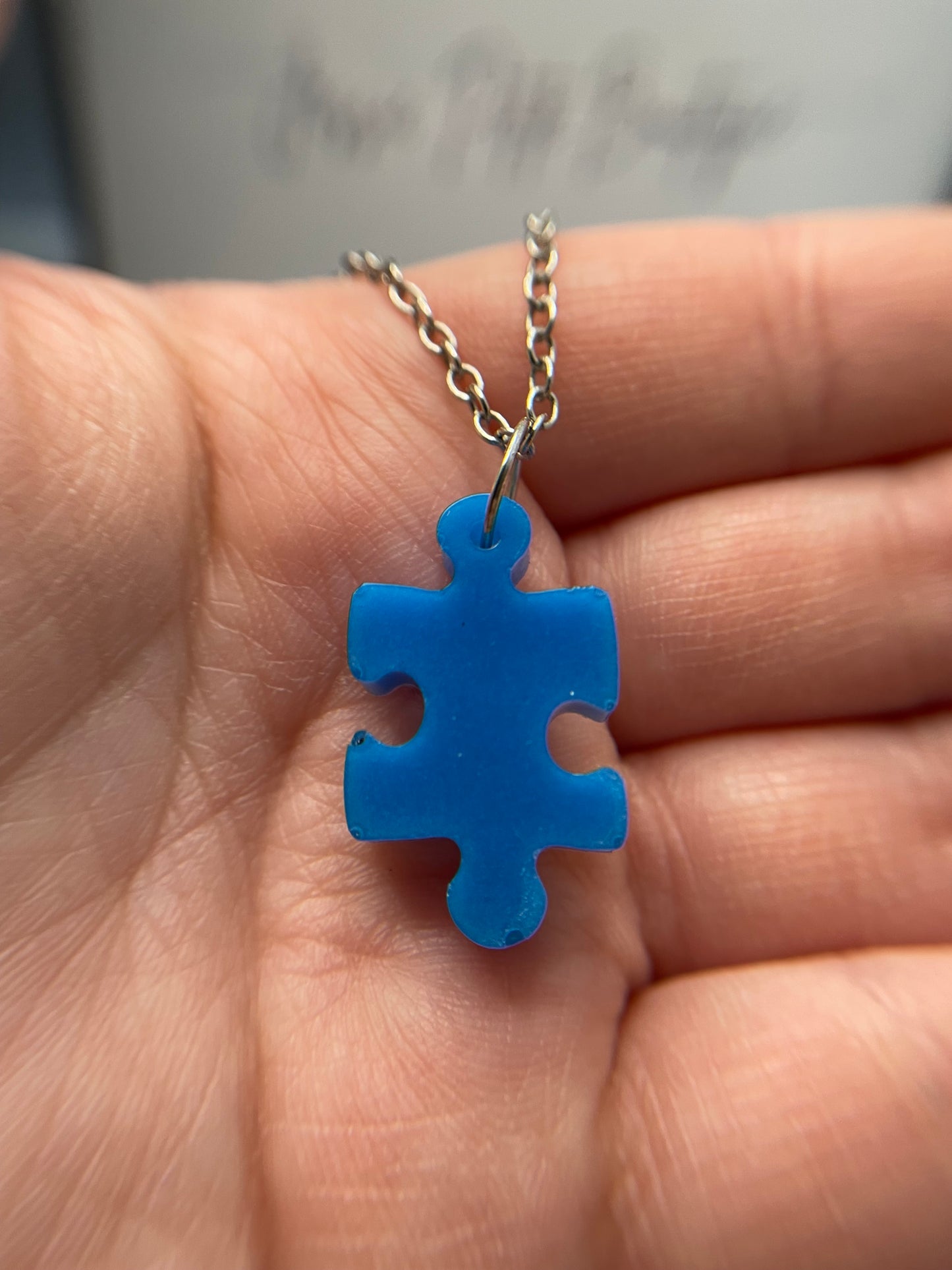 Collier morceau de casse tete bleu - 22''