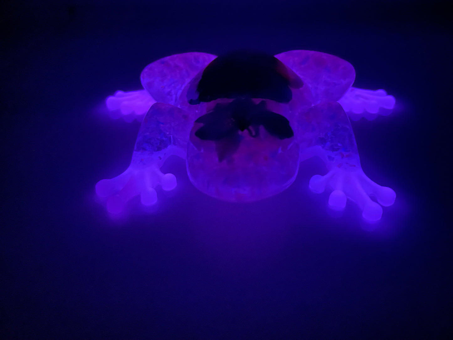 Resin Frog Figurine with Real Flowers