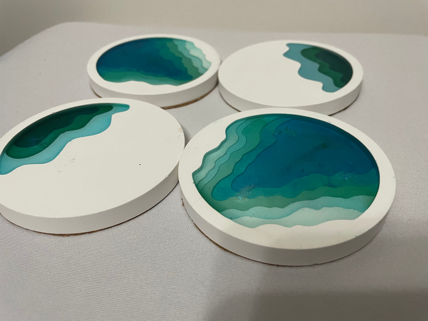 Ocean Eco Resin Coaster Set with Cork Base (Set of 4)