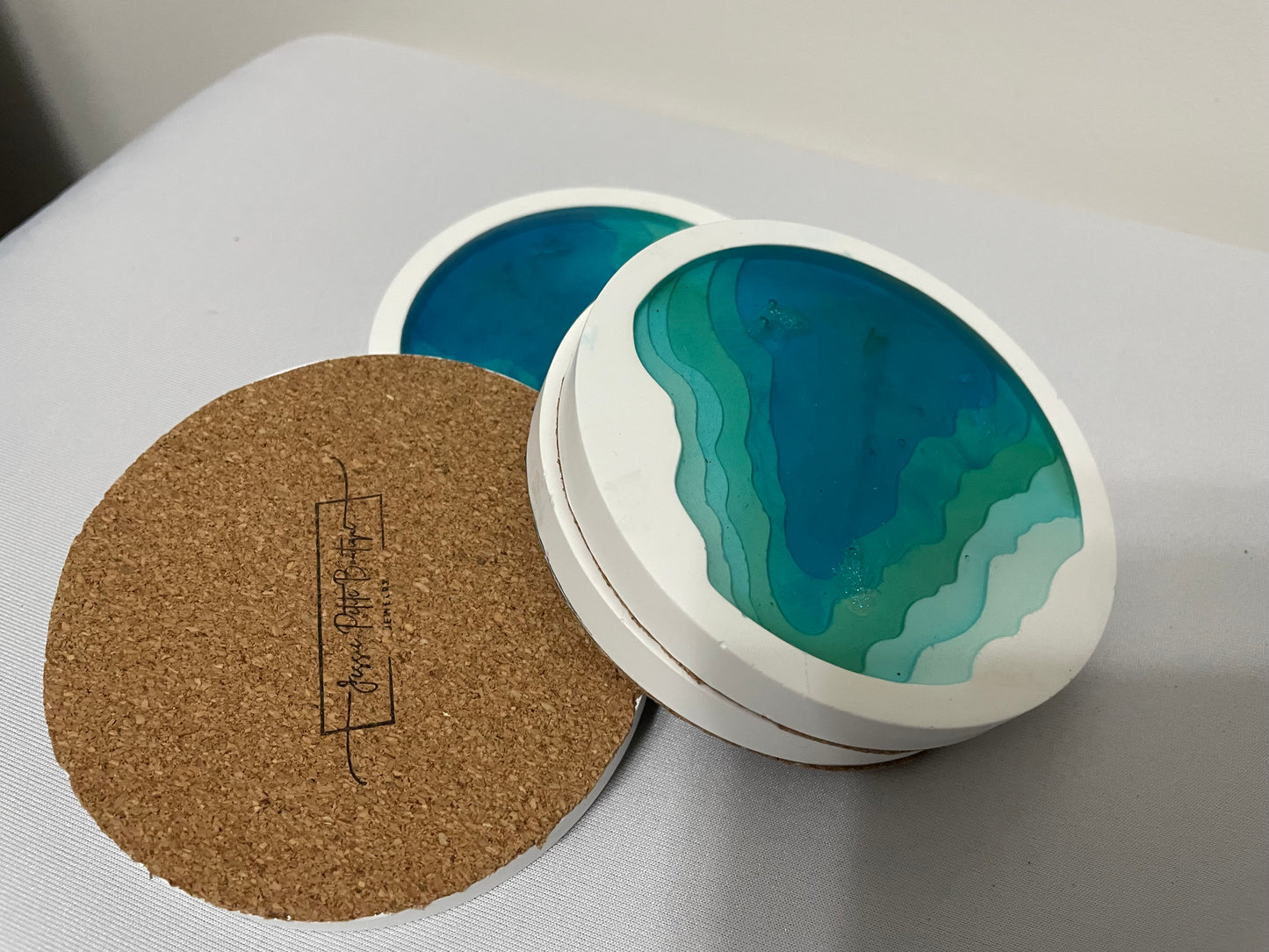 Ocean Eco Resin Coaster Set with Cork Base (Set of 4)
