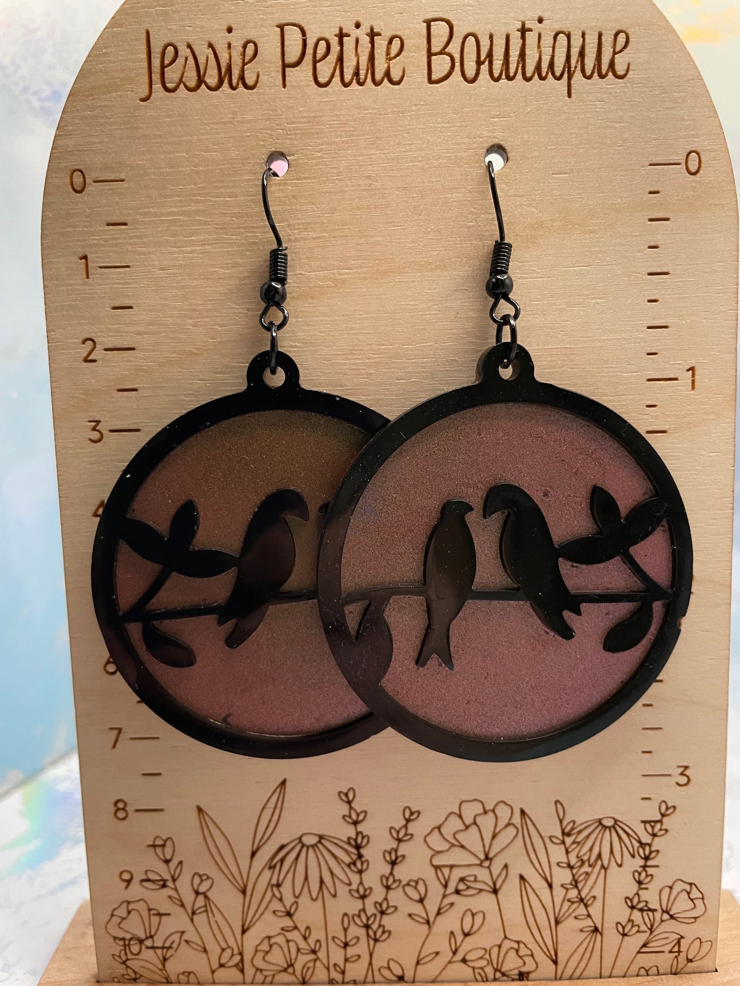 Black Love Bird on chameleon Earrings
