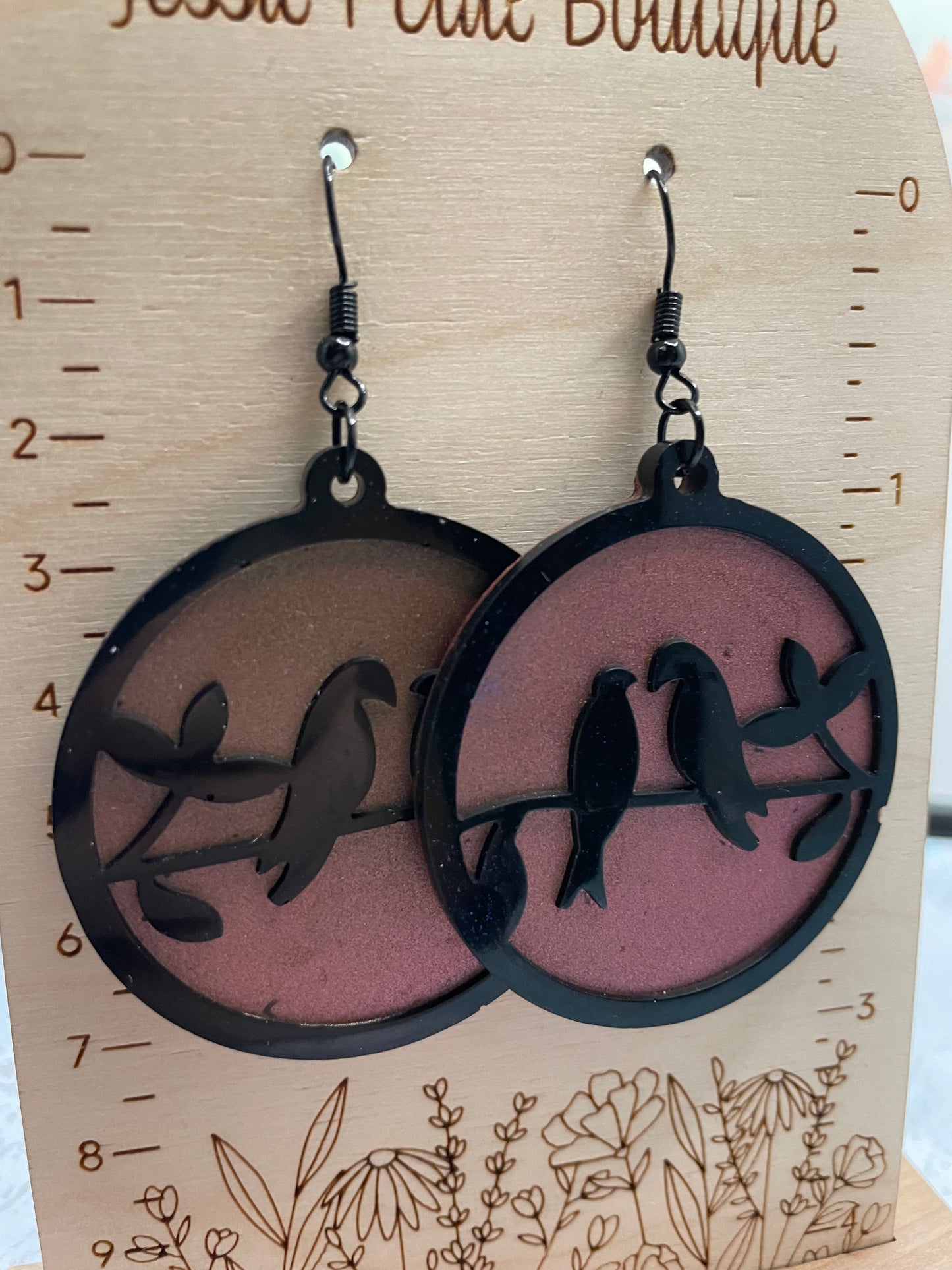 Black Love Bird on chameleon Earrings