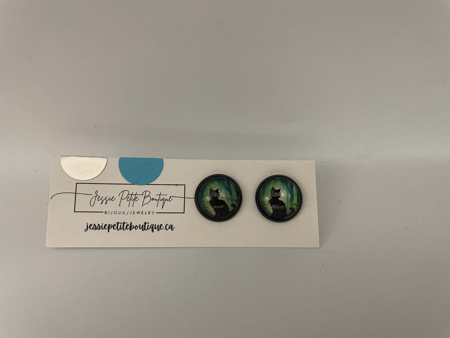 Black Cat Stud Earrings – Northern Lights Design (Nickel Free+Stainless Steel)