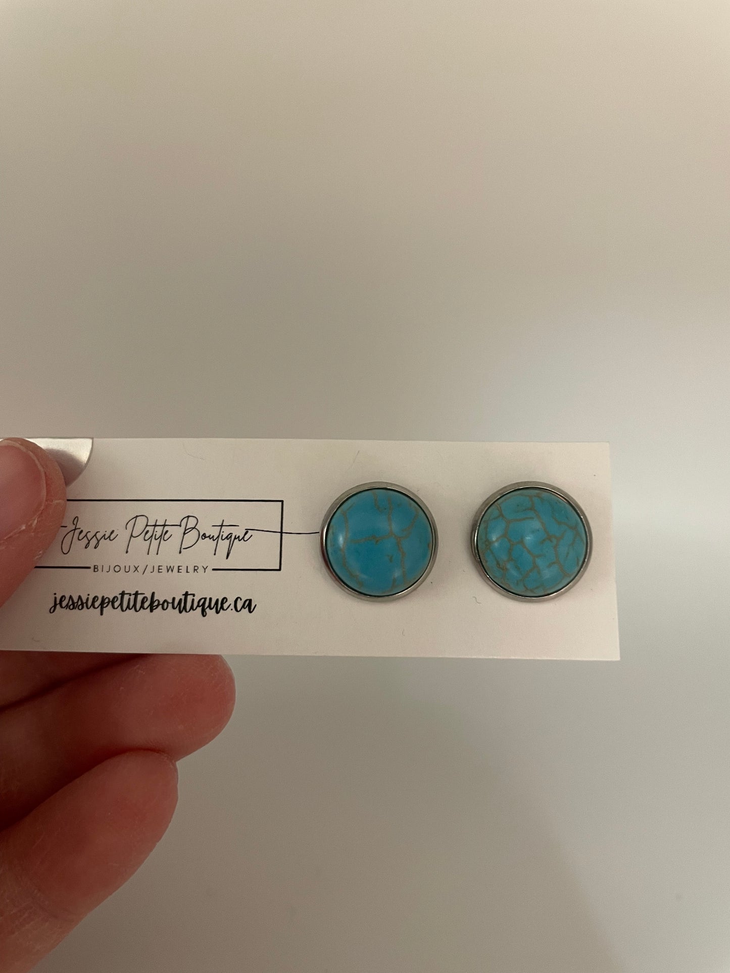 Turquoise Stud Earrings – Stainless Steel