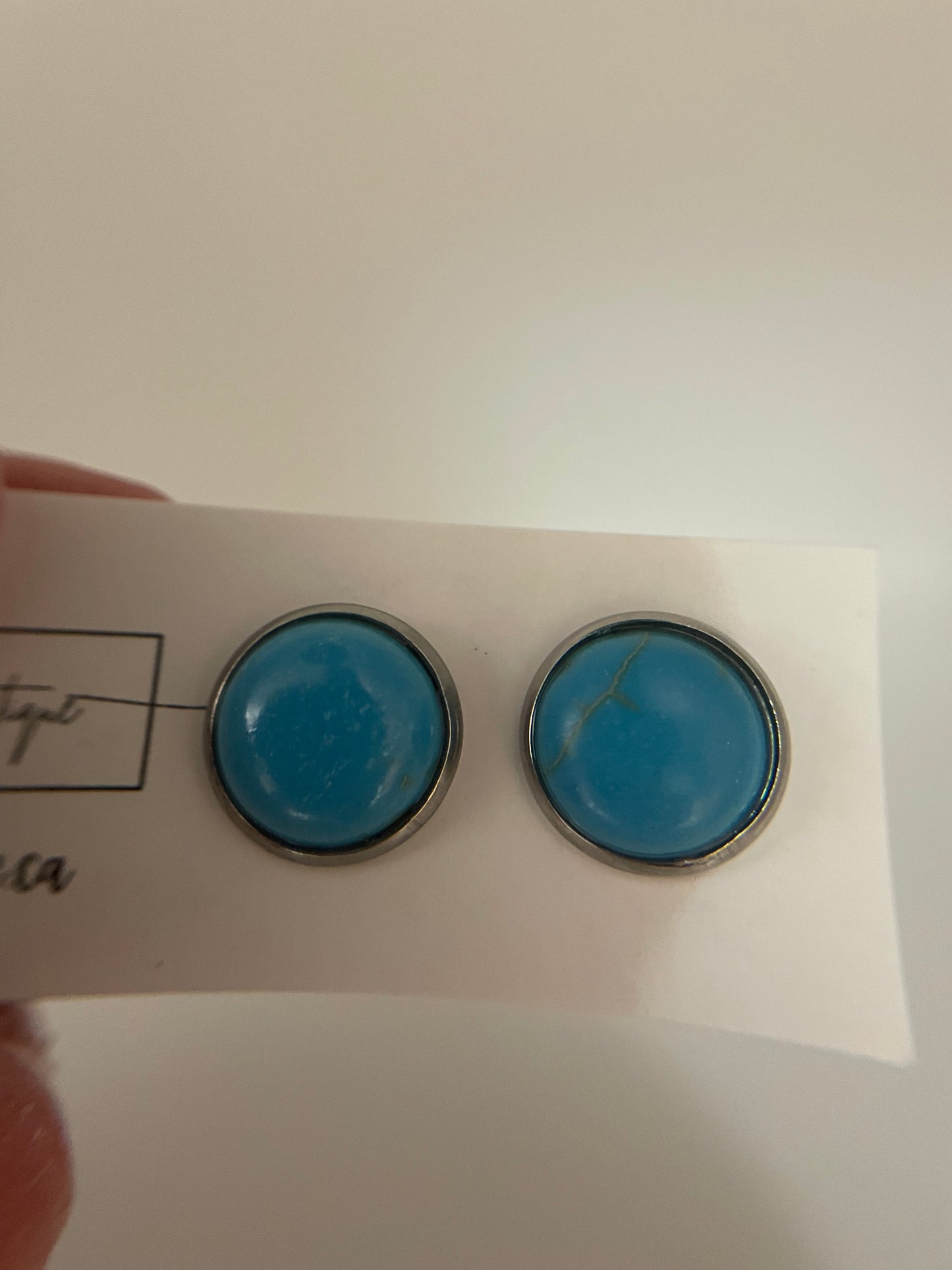 Turquoise Stud Earrings – Stainless Steel