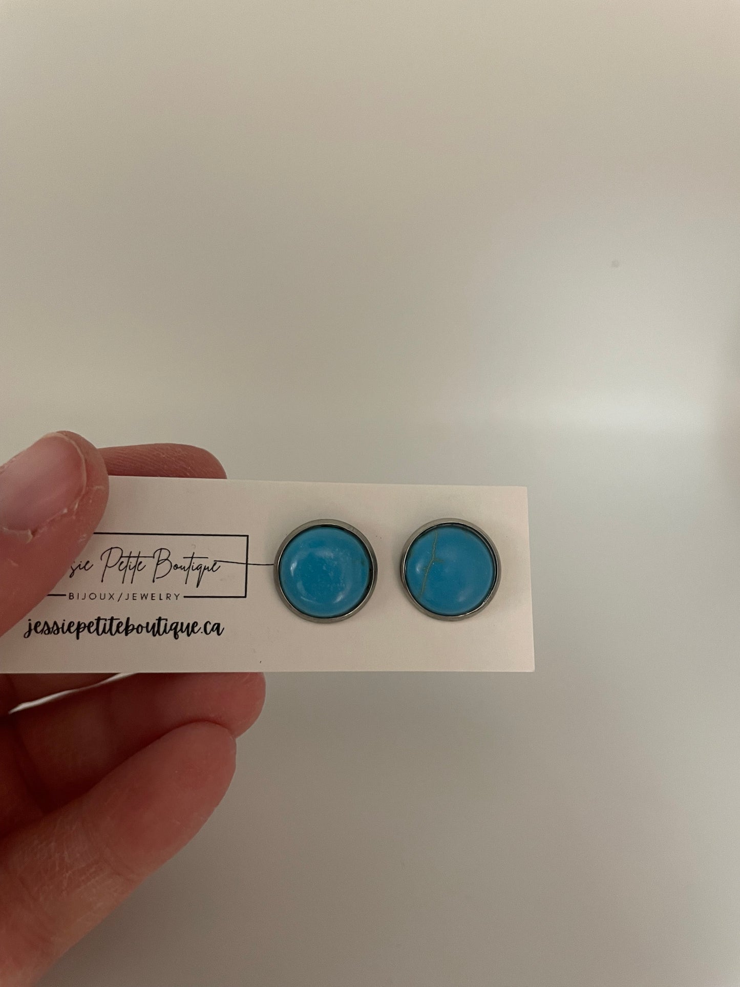 Turquoise Stud Earrings – Stainless Steel